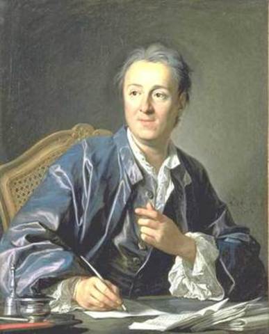 The First volume of Encyclopedia is published by Diderot