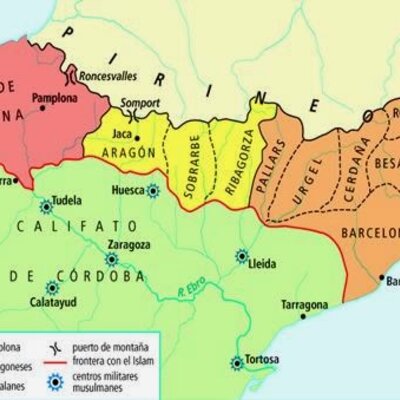 Timeline: ss. VIII-X - Surgimiento de los reinos de Asturias y Pamplona y de los condados de Aragón, Sobrarbe, Ribagorza y Barcelona.