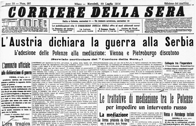 L'Austria dichiara guerra alla Serbia