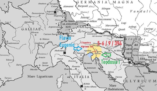 Batalla del Frígido: Teodosio vence a Eugenio, última unificación de todo el Imperio