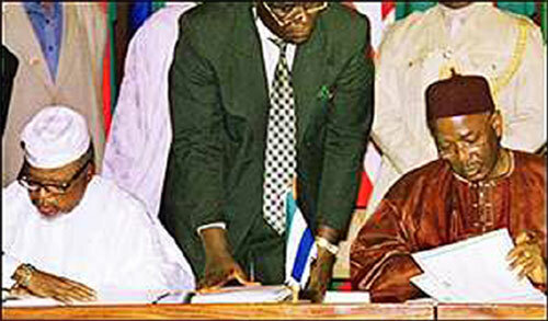 Signing the Lome Peace Accord