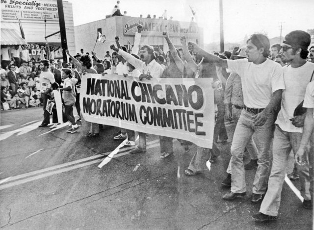 Chicano Moratorium held anti-Vietnam-war march in East LA that drew 30,000 protesters