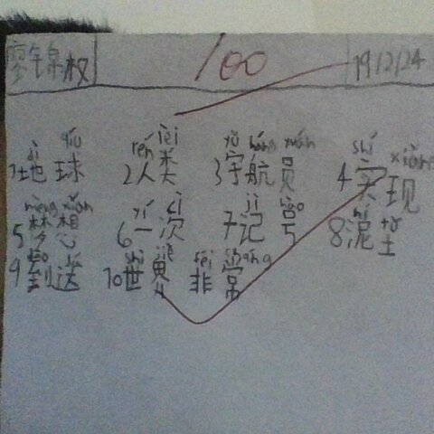 Vaig treure un 100 en l'examen Xinès