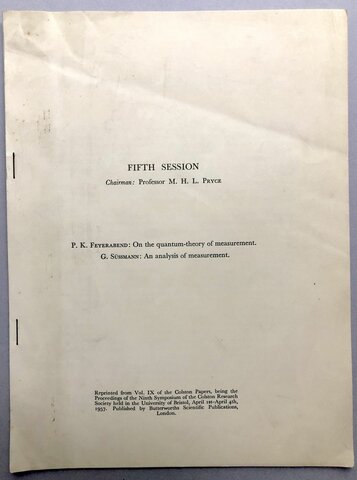 First Publication of the Philosophy of Quantum Mechanics