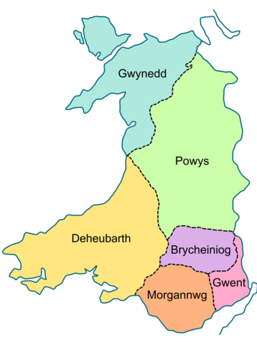 Map of Wales between 5th Century and 1055