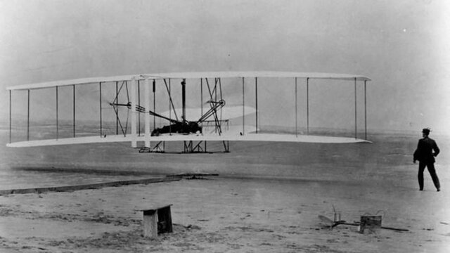 Primer vuelo en aeroplano de los hermanos Wright