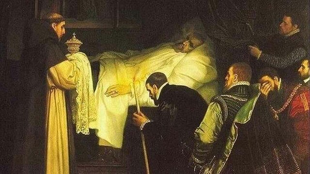 Carlos I abdica en su hijo Felipe y en su hermano Fernando. Se retira al monasterio de Yuste, donde muere 1558.