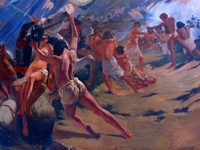 Crucifixiones y sacrificios de los españoles