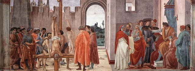 Filippino Lippi - disputa con Simon Magus y la crucifixión de Pedro