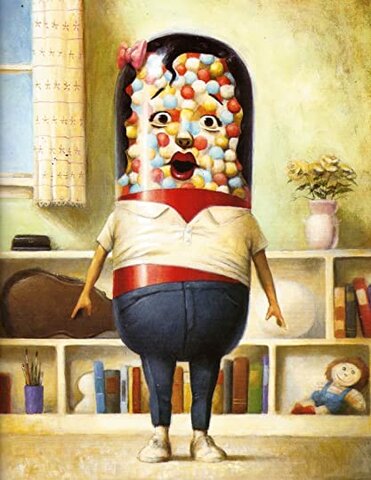 Camilla stays home. Specialists come and give her medicine. She turns in to a multi-colored pill.