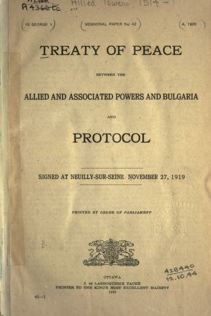 TRATADO DE NEUILLY (PAZ CON BULGARIA)