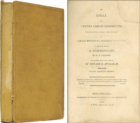 Beccaria published On Crimes and Punishments.
