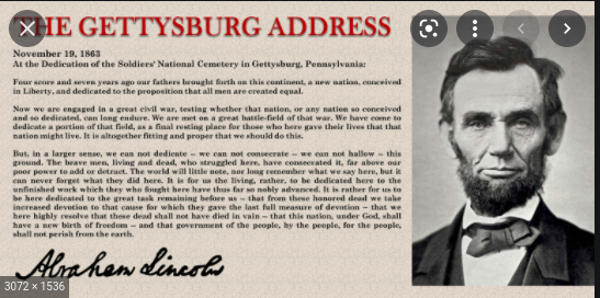 Delivering of speech/ Gettysburg Adress