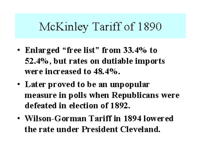 The Tariff Act of 1890