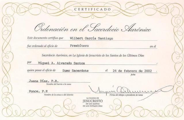 I RECEIVED THE AARONIC PRIESTHOOD IN THE OFFICE OF PRIEST