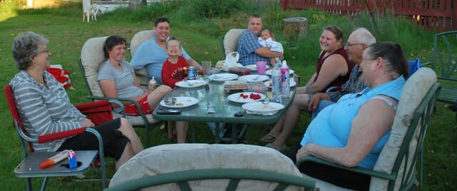 Backyard family gathering