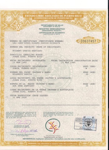 BIRTH CERTIFICATE