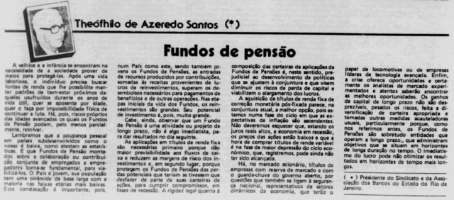 Theóphilo de Azeredo Santos, presidente da Aberj, sobre fundos de pensão