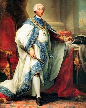Fallece Fernando VI sin descendencia y le sucede en el trono su hermano Carlos III (rey  de Nápoles).