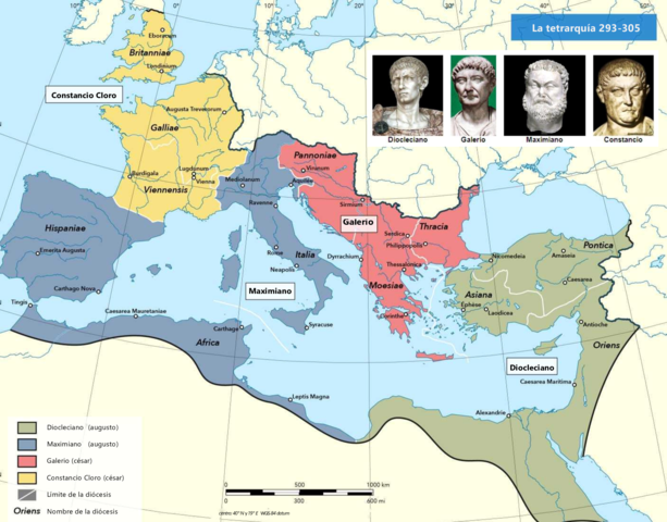 Diocleciano nombra césares a Galerio y Constancio I, Cloro