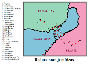 Cesión de las reducciones jesuíticas a Portugal a cambio de la entrega de la colonia de Sacramento