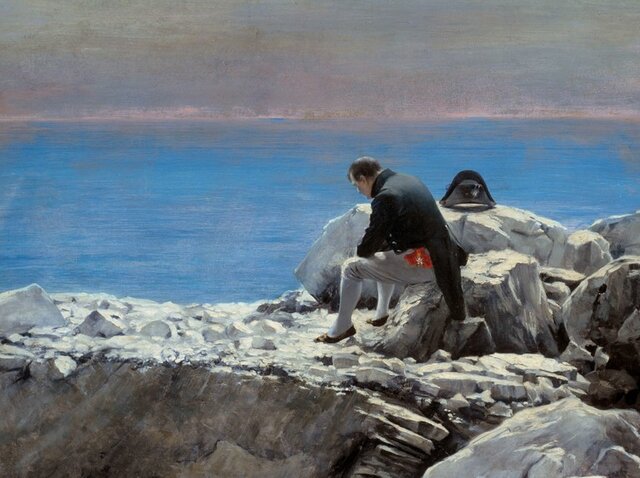 Napoleon abdicates the throne and is banished.