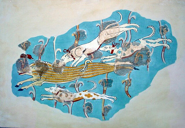 GRECIA. PINTURA. Caza del jabalí 1300 a.C.