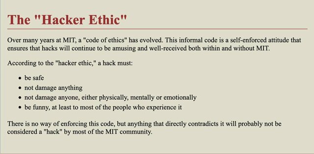 Founding of the Hacker Ethic