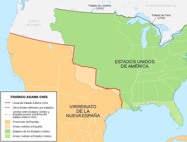 Tratado Transcontinental "Adams- Oris) territorio por compraventa
