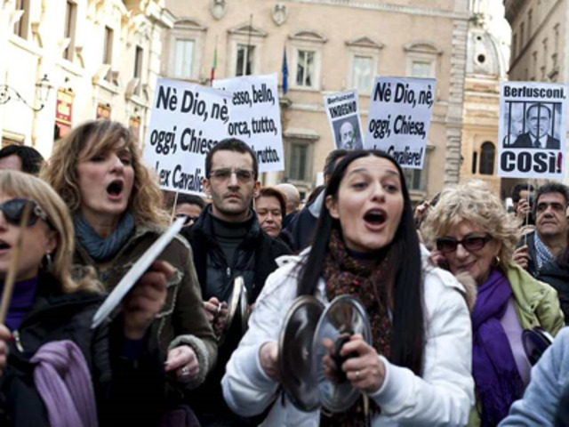 Manifestaciones contra Berlusconi