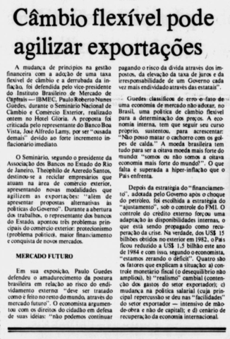 Seminário Nacional de Câmbio e Comércio Exterior, realizado no dia 25 de outubro de 1984 no Hotel Glória