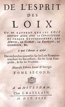 Publicació de l’Esperit de les lleis”. Montesquieu