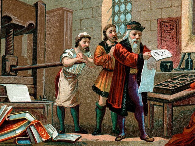 Nace la imprenta por Gutenberg.