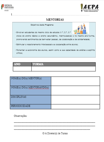 Análise dos documentos existentes em papel do programa Mentorias-