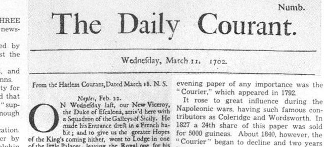 Se publica en Londres The Daily Courant, el primer diario mundial