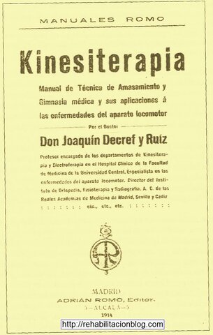 Joaquín Decref y Ruiz publica un libro sobre la kinesiterapia