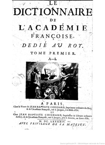 Première édition du dictionnaire