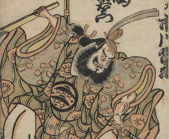 Los actores Ichikawa Raizō en el papel de Umeōmaru, y Nakajima Mihoemon en el papel de Shihei