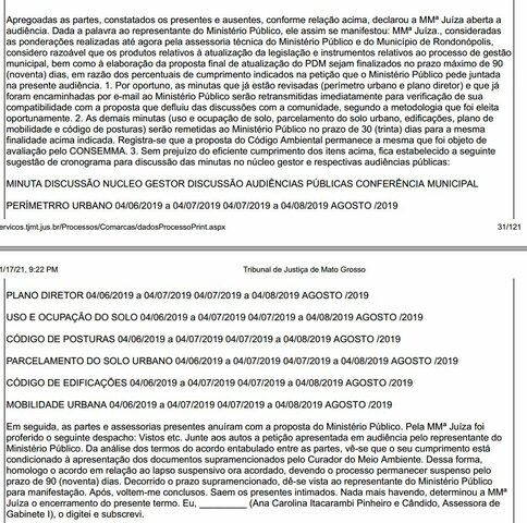 Proposta de data Audiência Discussão Minutas