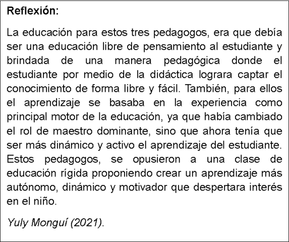 Correlación entre los aportes de cada uno los pedagogos.