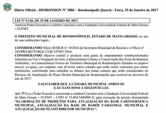 Lei nº 9.126/2017 (Autoriza contratação FUFMT)