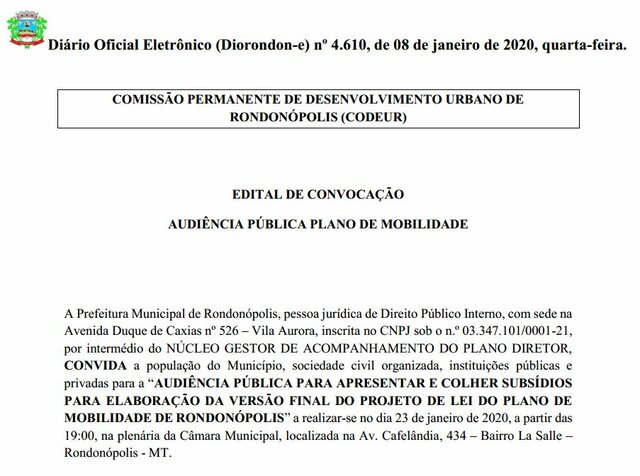 Convocação Audiência Pública