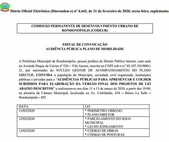 Convocação Audiência Pública