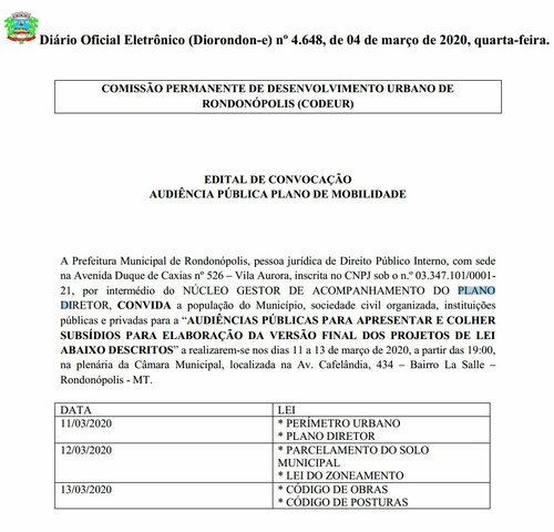 Convocação Audiência Pública