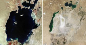 Casi desaparició del mar d´Aral.