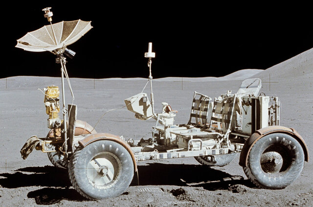 First manned vehicle to drive on the moon