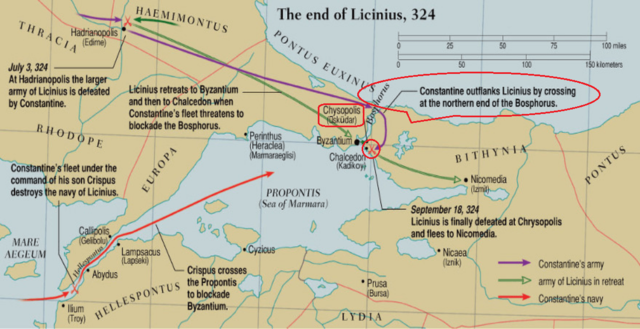 Batalla de Crisópolis (18-9-324): fin de Licinio - Constantino emperador único