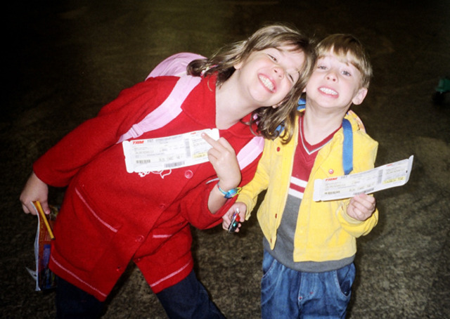 Bruna viajou de avião pela primeira vez