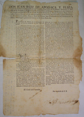 El virrey Apodaca pone el indulto