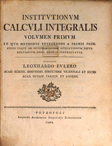Publicação da obra: "Instituitiones Calculi Integralis" - Instituições do Cálculo Integral